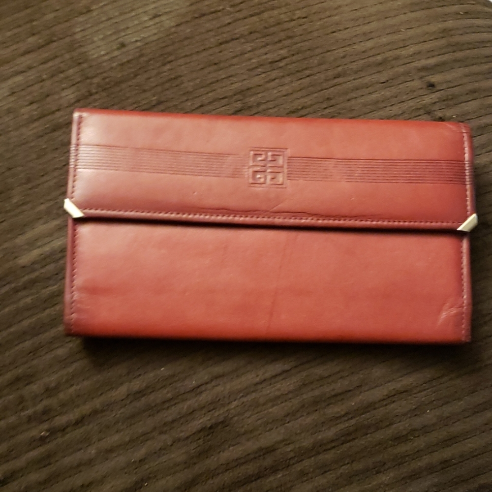 Givenchy Red Leather Vintage Wallet Authentic